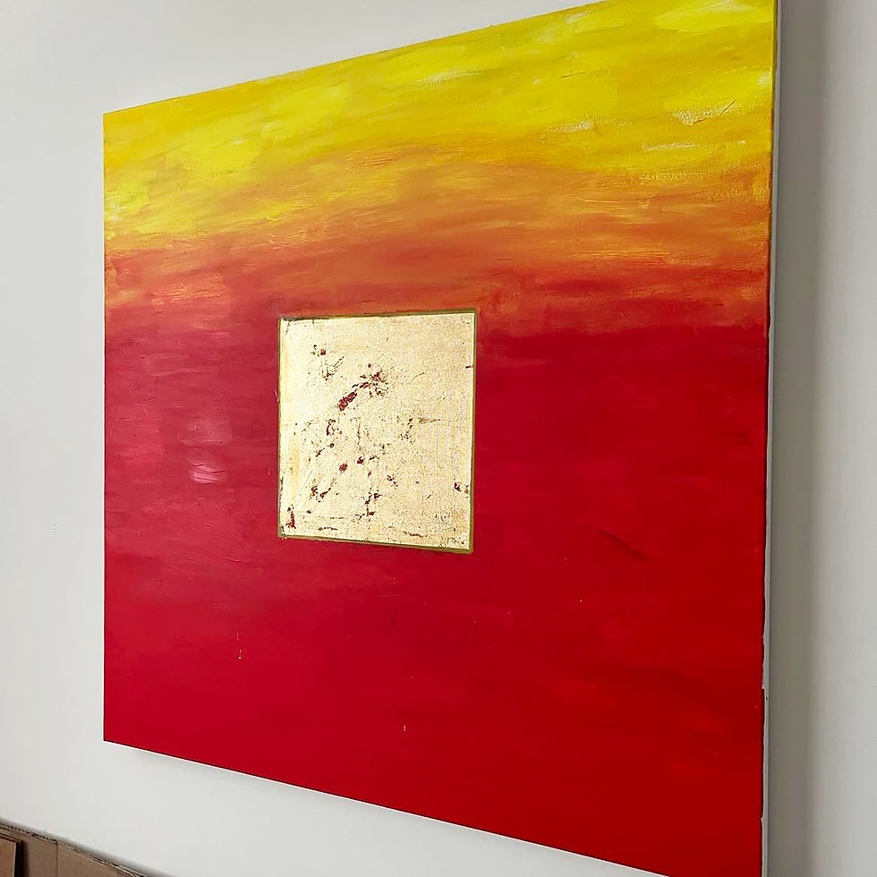 Thumbnail: ABSTRACT RED - Gold leaf and oil painting - 36"x 36"