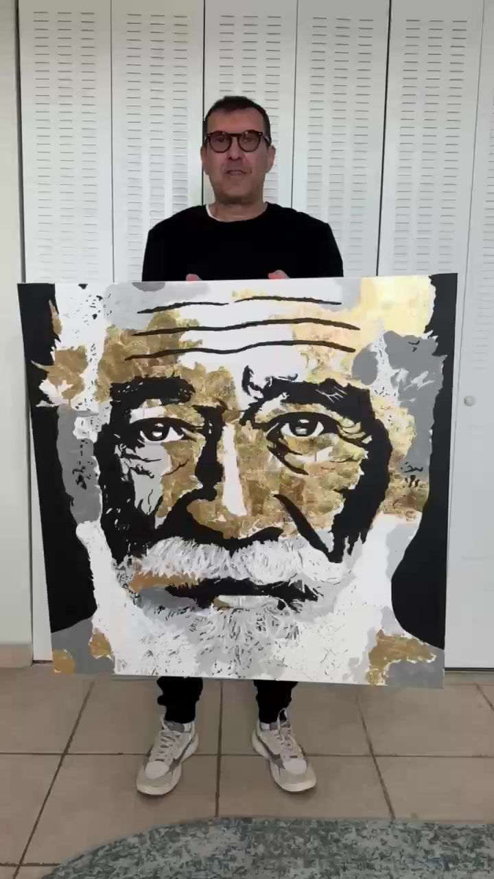 Thumbnail: ZEUS - Gold leaf and oil painting - 36"x 36"