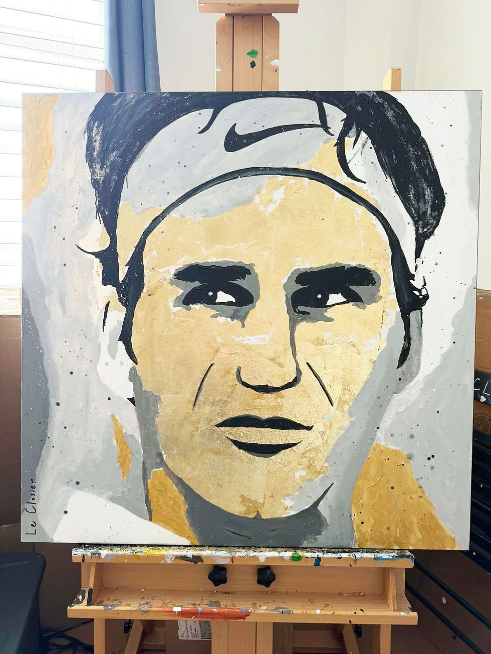 Thumbnail: FEDERER - Gold leaf and oil painting - 36"x 36"