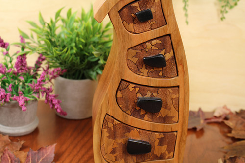 Cherry Tipsy Mini Wonky Wooden Jewelry Box | Masterpiece Lasered Wood