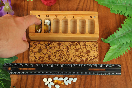 Flowers | 7 Day Pill Box | Single | Masterpiece Lasered Wood
