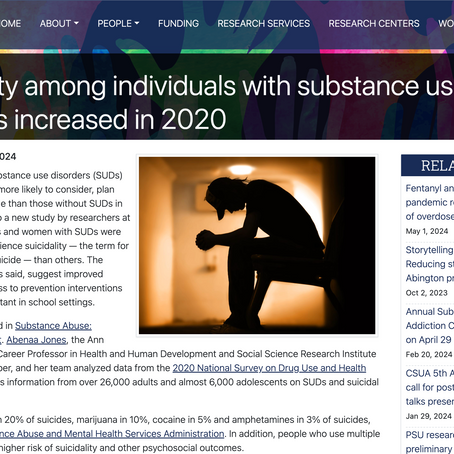 Suicidality among individuals with substance use disorders increased in 2020