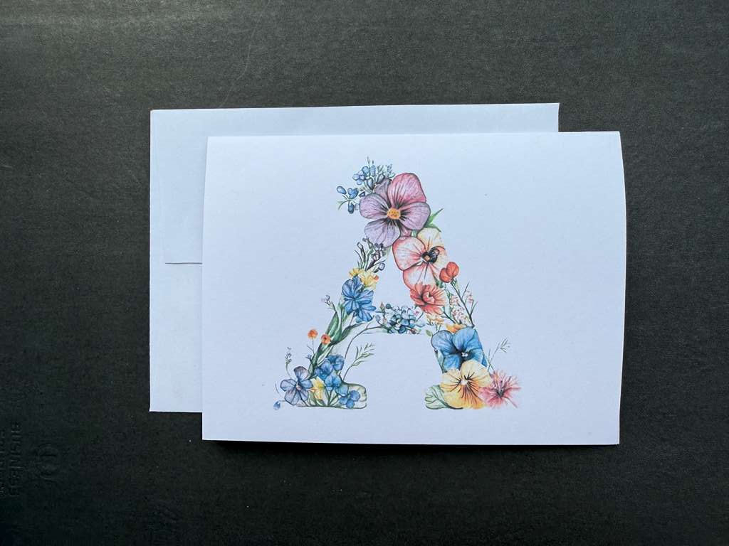 Blue Floral Monogram Art - 'A'