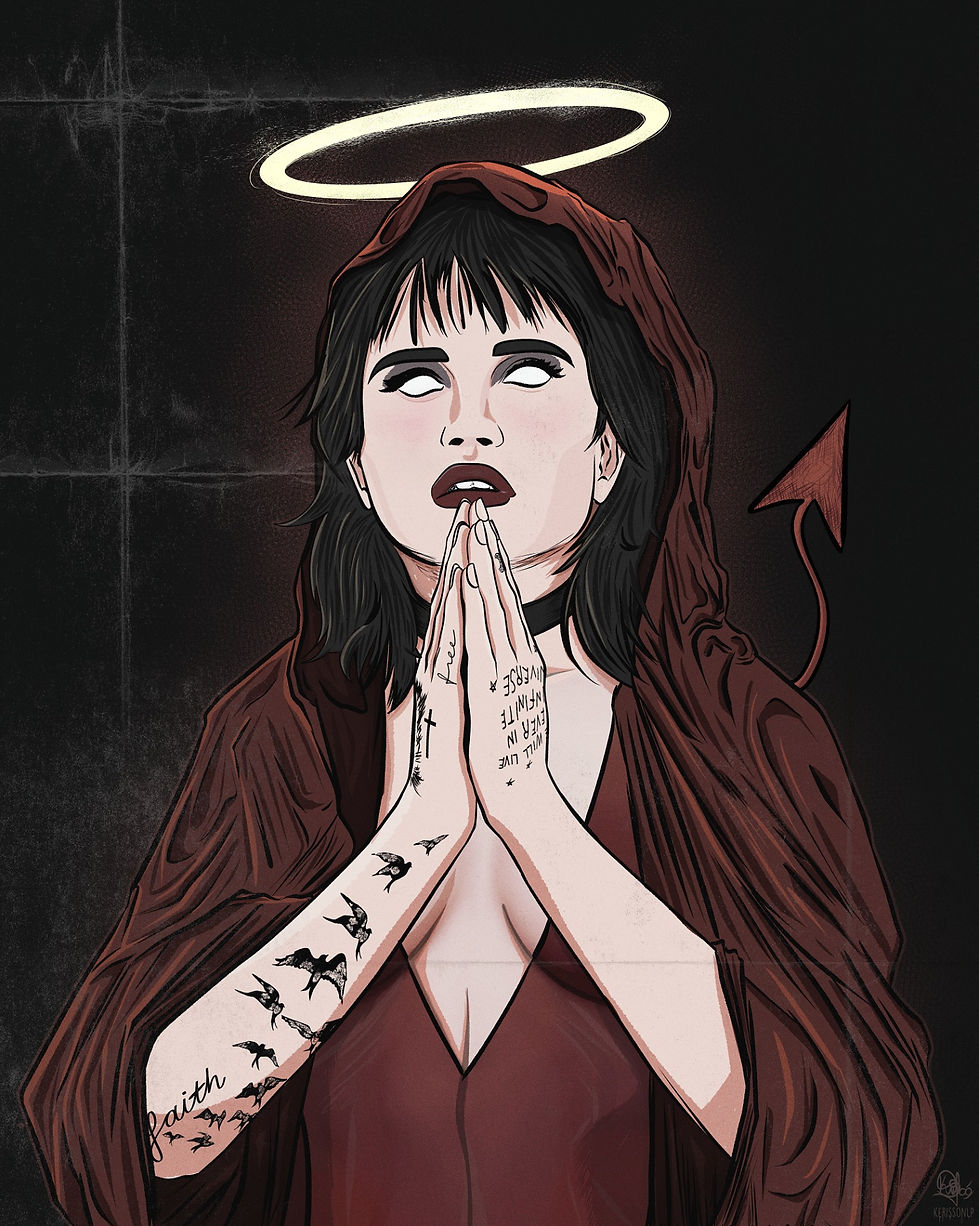 Illustrated poster for Demi Lovato's music album 'Holy Fvck'