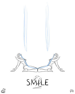 Sketch poster of the horror 'Smile' starring by Naomi Scott