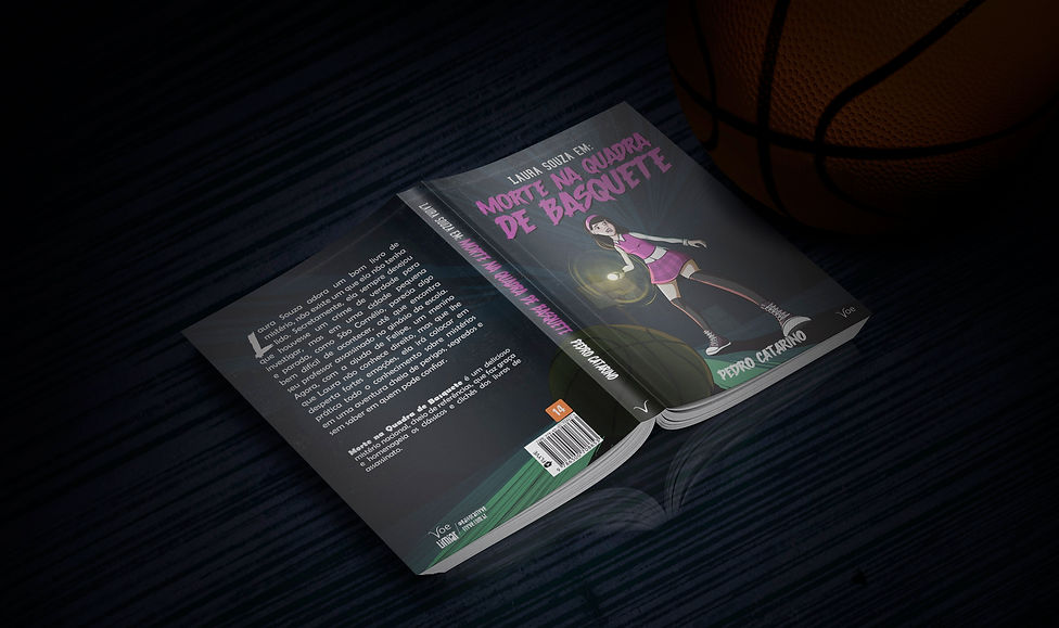 Book cover of the young adult thriller 'Morte na Quadra de Basquete'