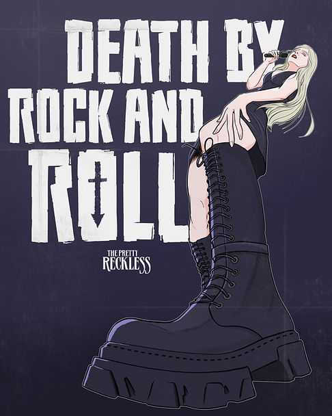 Illustrated poster of Taylor Momsen for The Pretty Reckless DxRnR tour