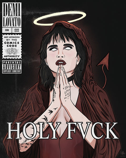 Illustrated poster for Demi Lovato's music album 'Holy Fvck'