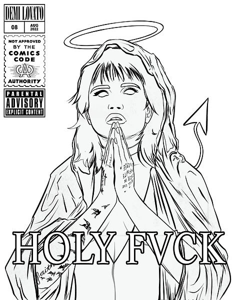Sketch poster for Demi Lovato's music album 'Holy Fvck'