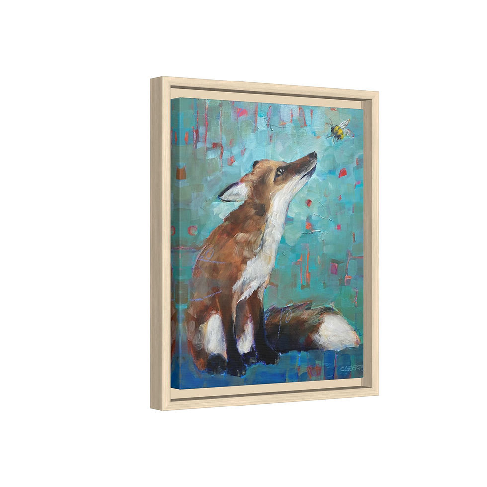 Thumbnail: Framed Fox Canvas Wall Art — Matte Multi-Color Woodland Painting