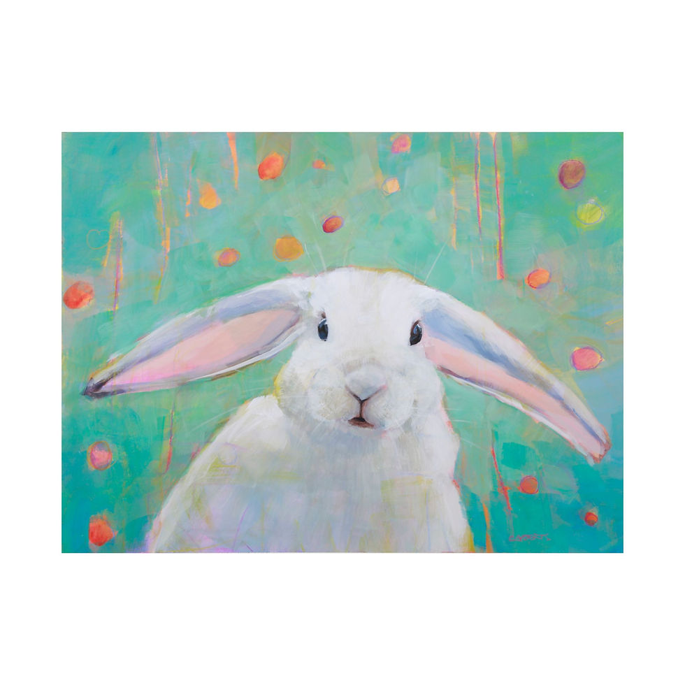 Thumbnail: Bunny Art Poster — Pastel White Rabbit Matte Horizontal Print