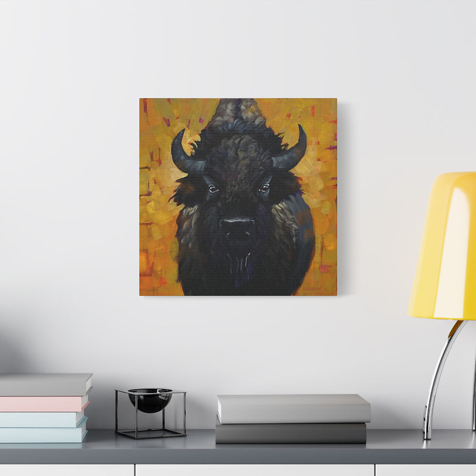 Thumbnail: Buffalo Portrait Matte Canvas Wall Art — Bold Rustic Bison Painting