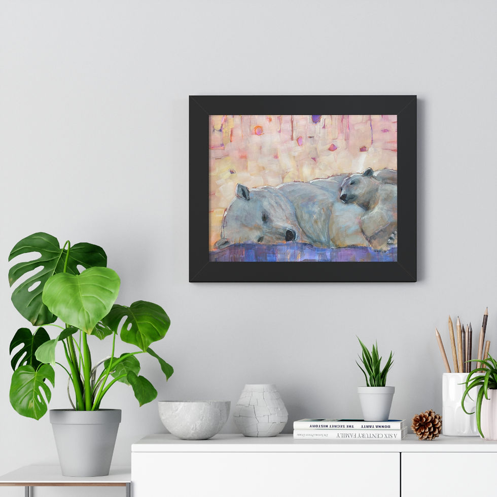 Thumbnail: Framed Poster — Sleeping Polar Bears Art Print (Horizontal)