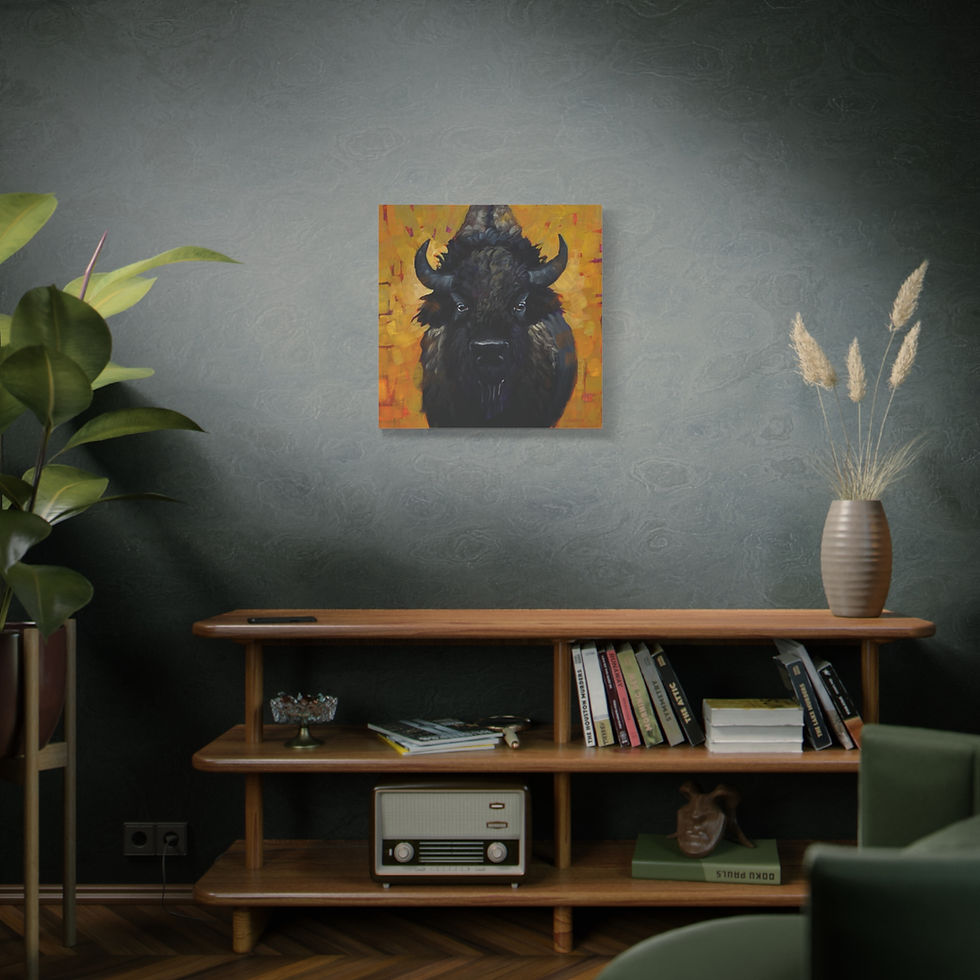 Thumbnail: Buffalo Portrait Matte Canvas Wall Art — Bold Rustic Bison Painting