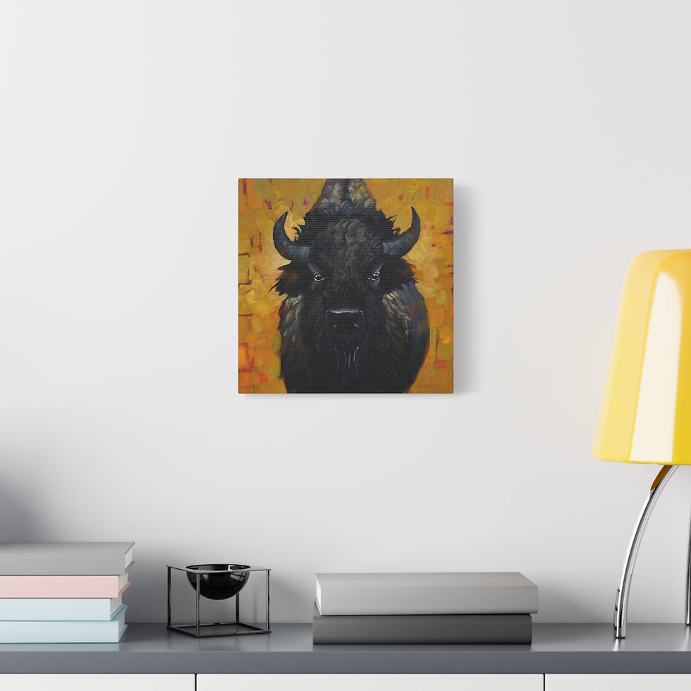 Thumbnail: Buffalo Portrait Matte Canvas Wall Art — Bold Rustic Bison Painting