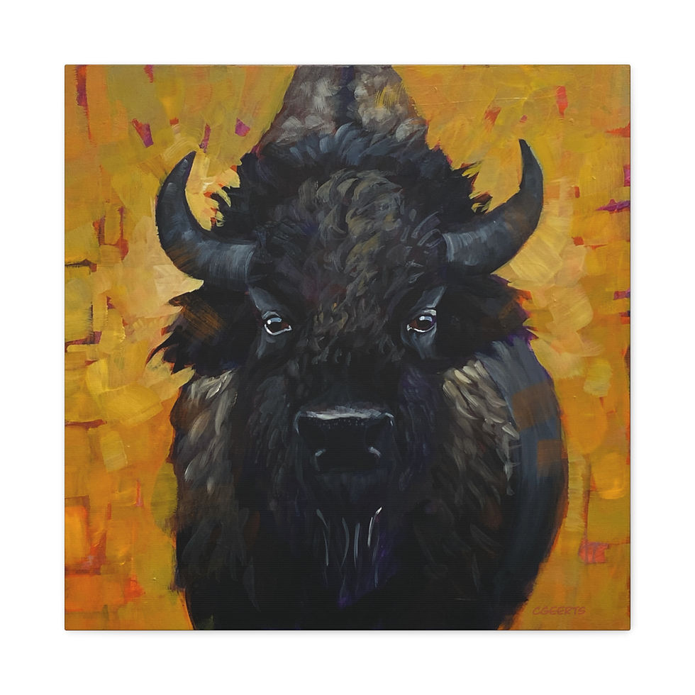 Thumbnail: Buffalo Portrait Matte Canvas Wall Art — Bold Rustic Bison Painting