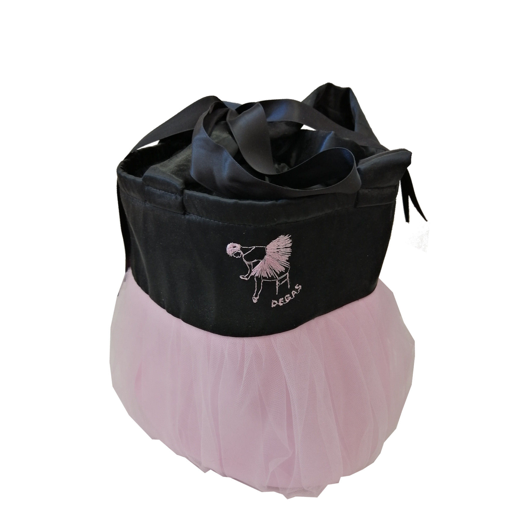 Sac rond de danse - tulle rose et satin noir