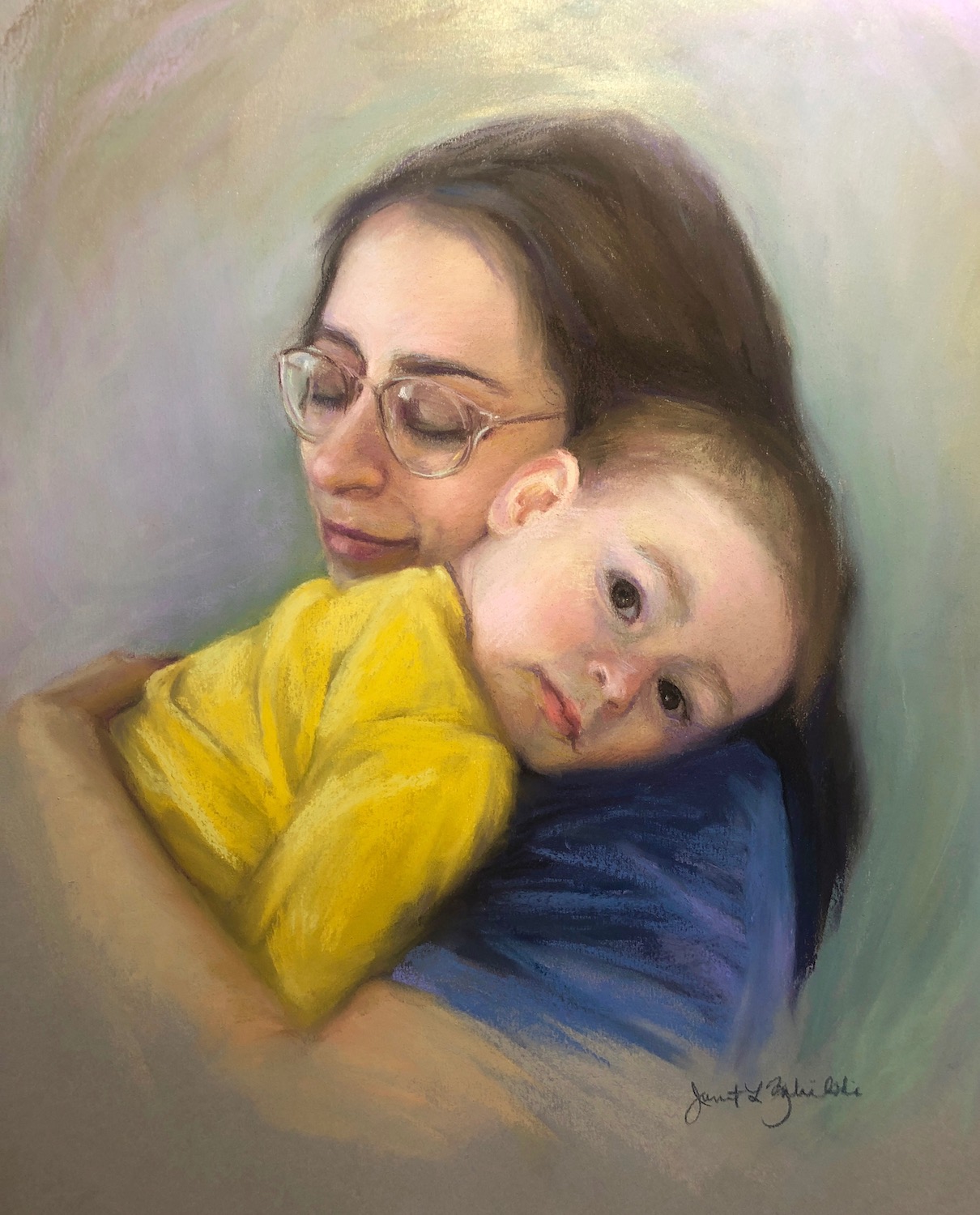"Mother and Child", Pastel, 24"x16"