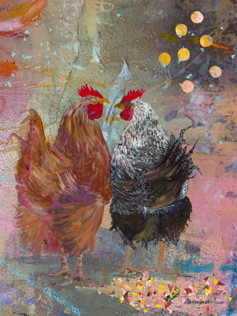 "Chatting", Mixed Media, 40x"30"