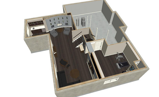 This is an image of one of our basement renovation project in design. This is a 3D rendering of a basement we are presenting here. Great design and great renovations start at Just Basements. Ottawa's finest renovation firm.