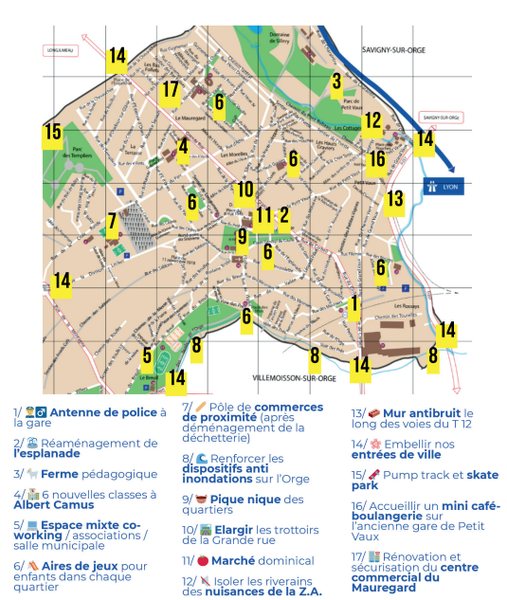 Carte du plan d'urbanisme et de préservation du cadre de vie pour Épinay-sur-Orge.