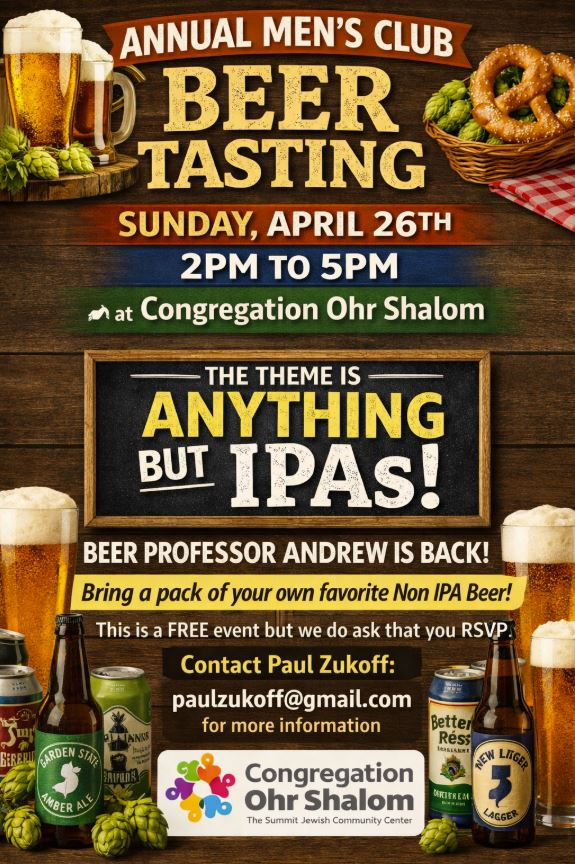 Men's Club Beer Tasting - Sunday, April 26th