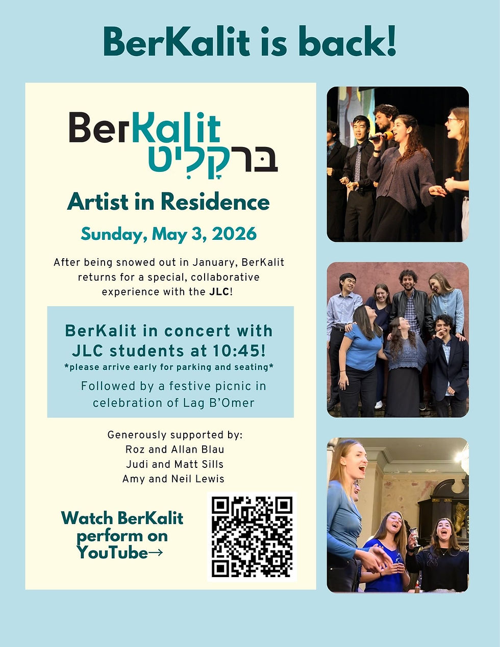 BerKalit is back! Sunday, May 3