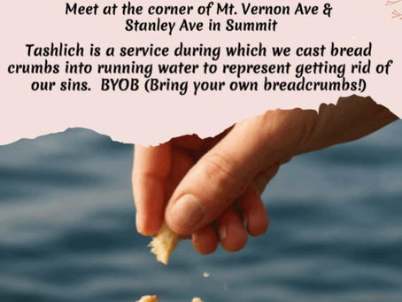 Tashlich! Sunday, September 28th