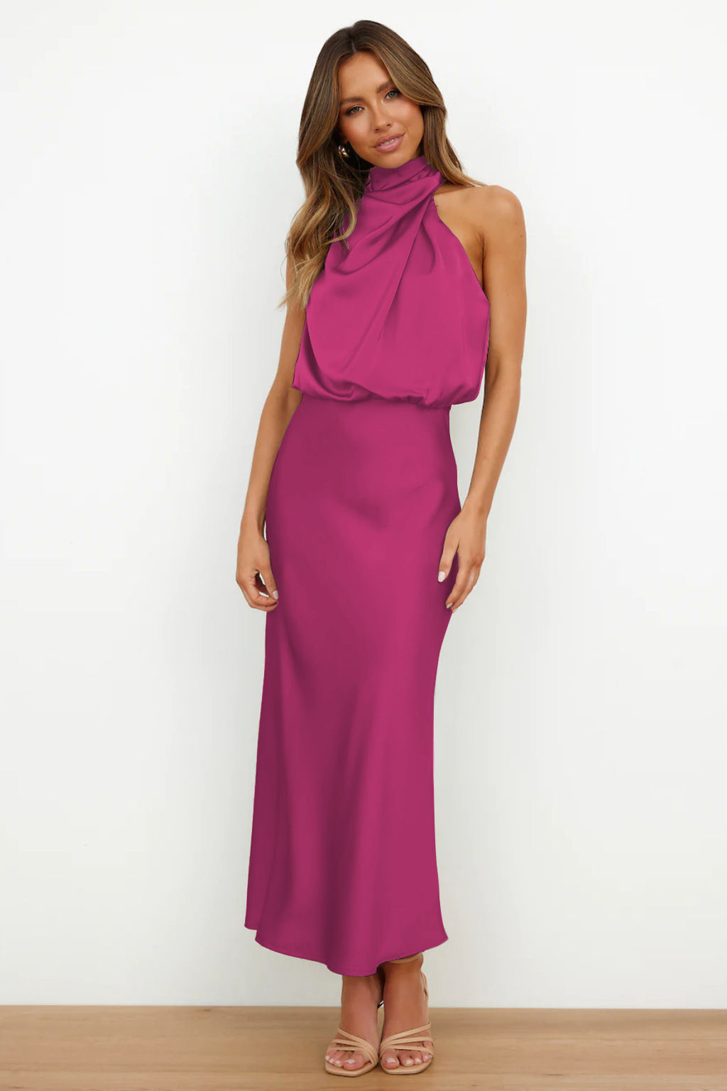 Satin Asymmetrical Maxi Dress