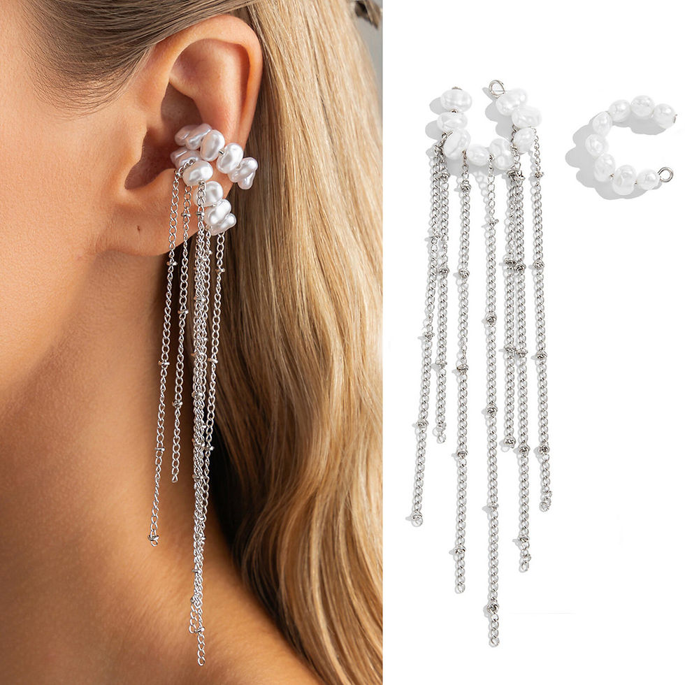 Thumbnail: Gold Tassel Non-Piercing Ear Cuff Earrings