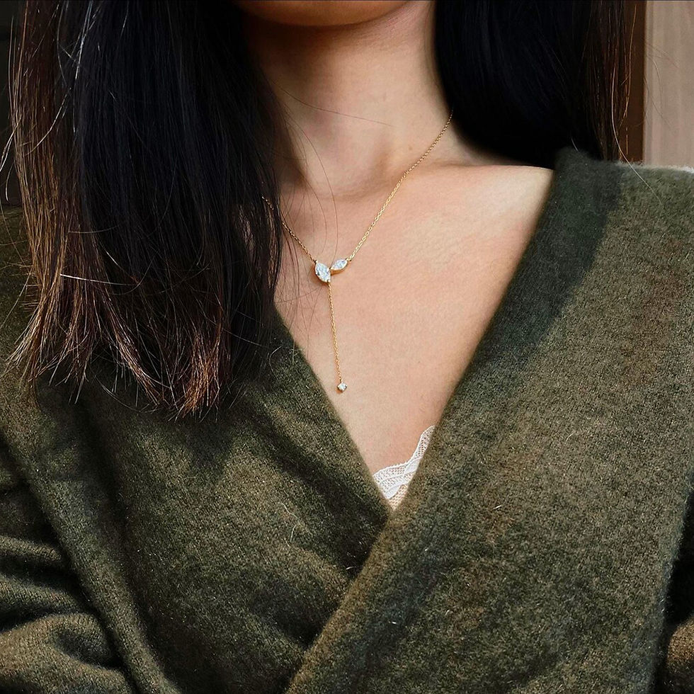 Thumbnail: Marquise Cut Moissanite Lariat Necklace