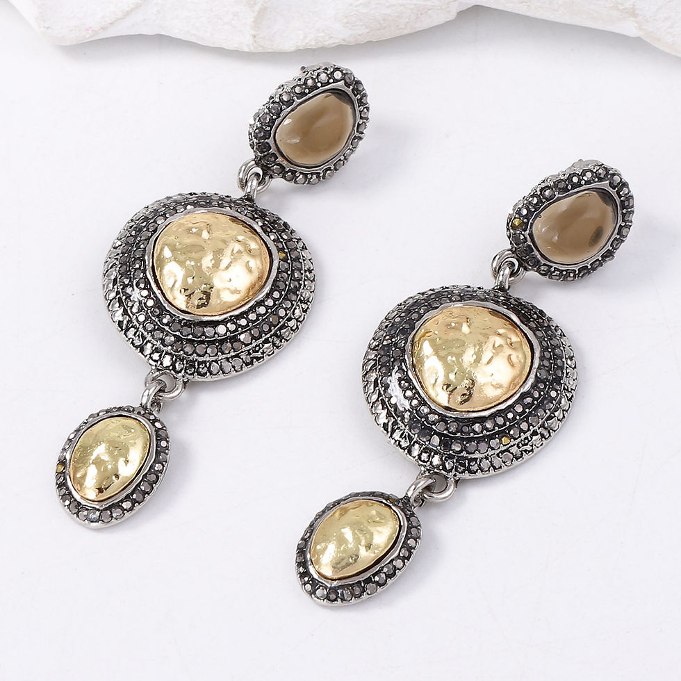 Thumbnail: Vintage Layered Oval Drop Earrings