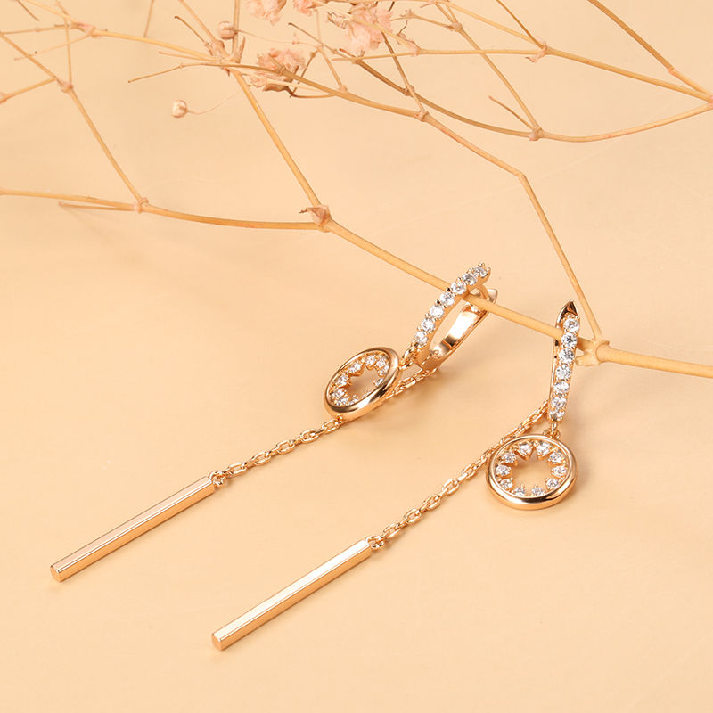 Thumbnail: Rose Gold Long Tassel Dangle Earrings