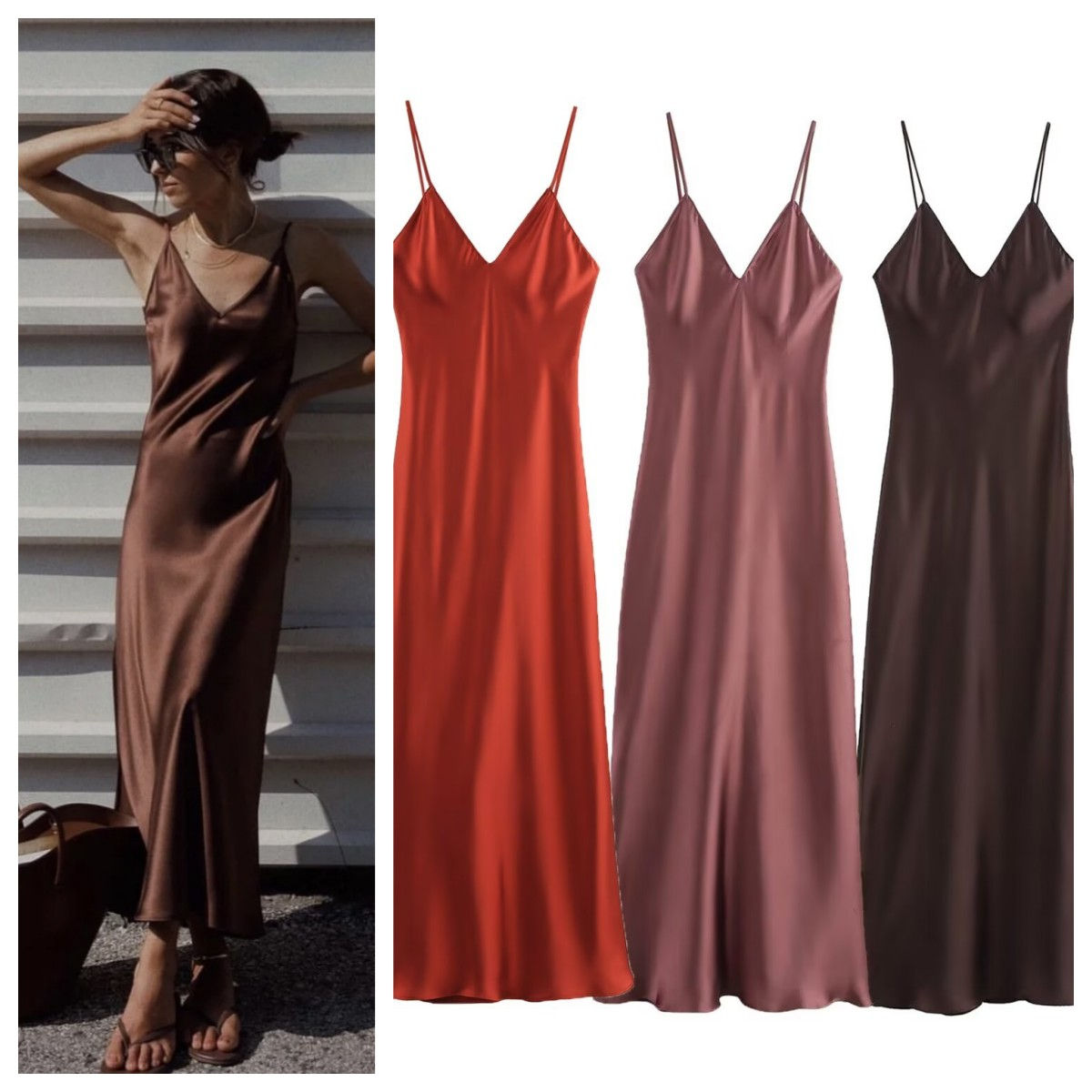 Satin Backless Midi Dress