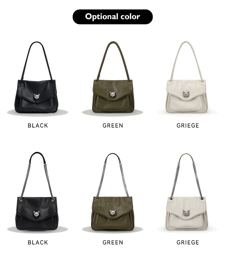 Thumbnail: BAFELLI Genuine Leather Chained Shoulder Bag