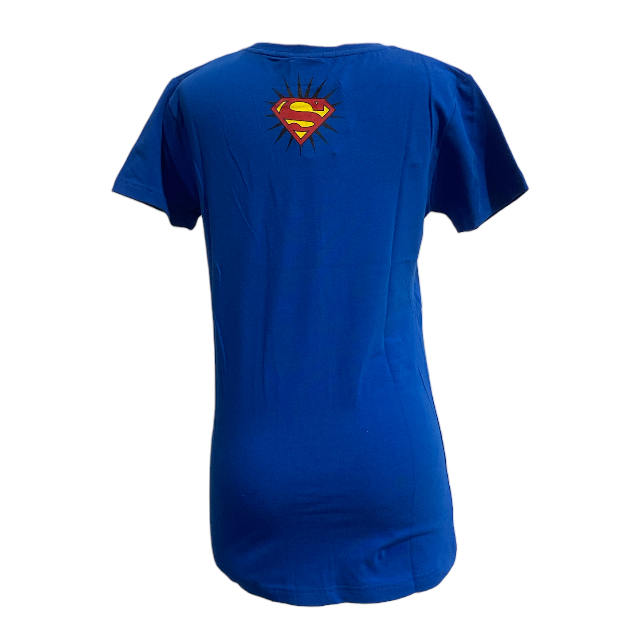 Thumbnail: Superman Blue with Traditional Logo Ladies T-shirt