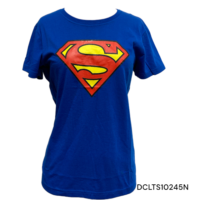Superman Navy with Traditional Logo Ladies T-shirt