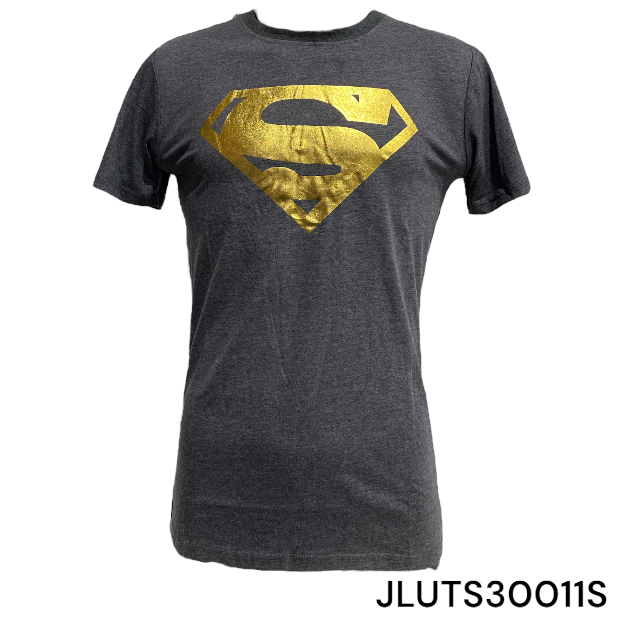 Superman Grey With Gold Logo Mens Tshirt