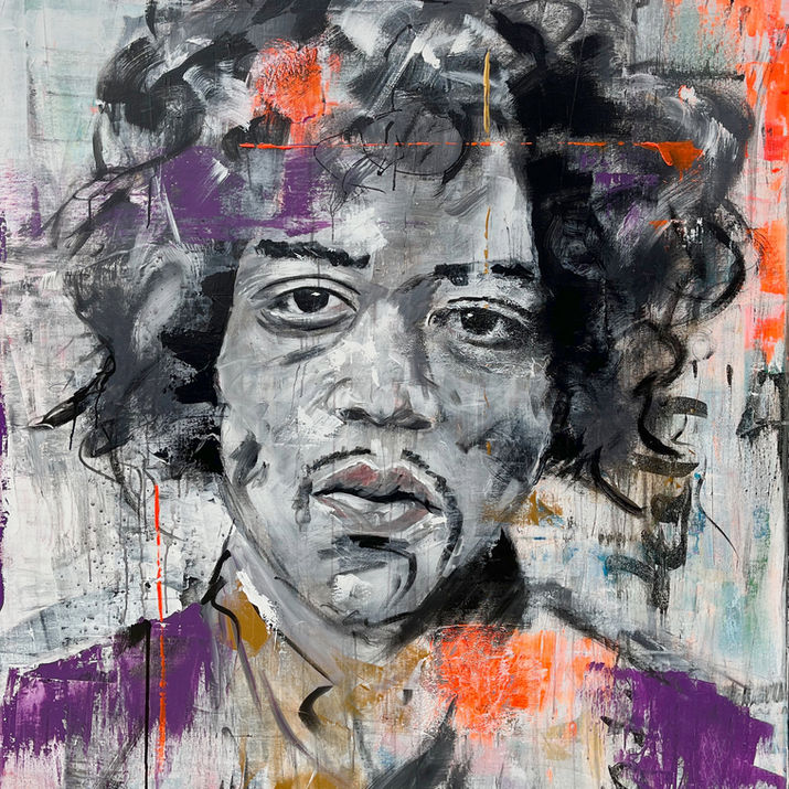 portrait painting of Jimi Hendrix