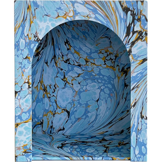 Handmade niche in Romero Cote d'Azur Drawn Stone hand-marbled paper, crafted by Parvum Opus