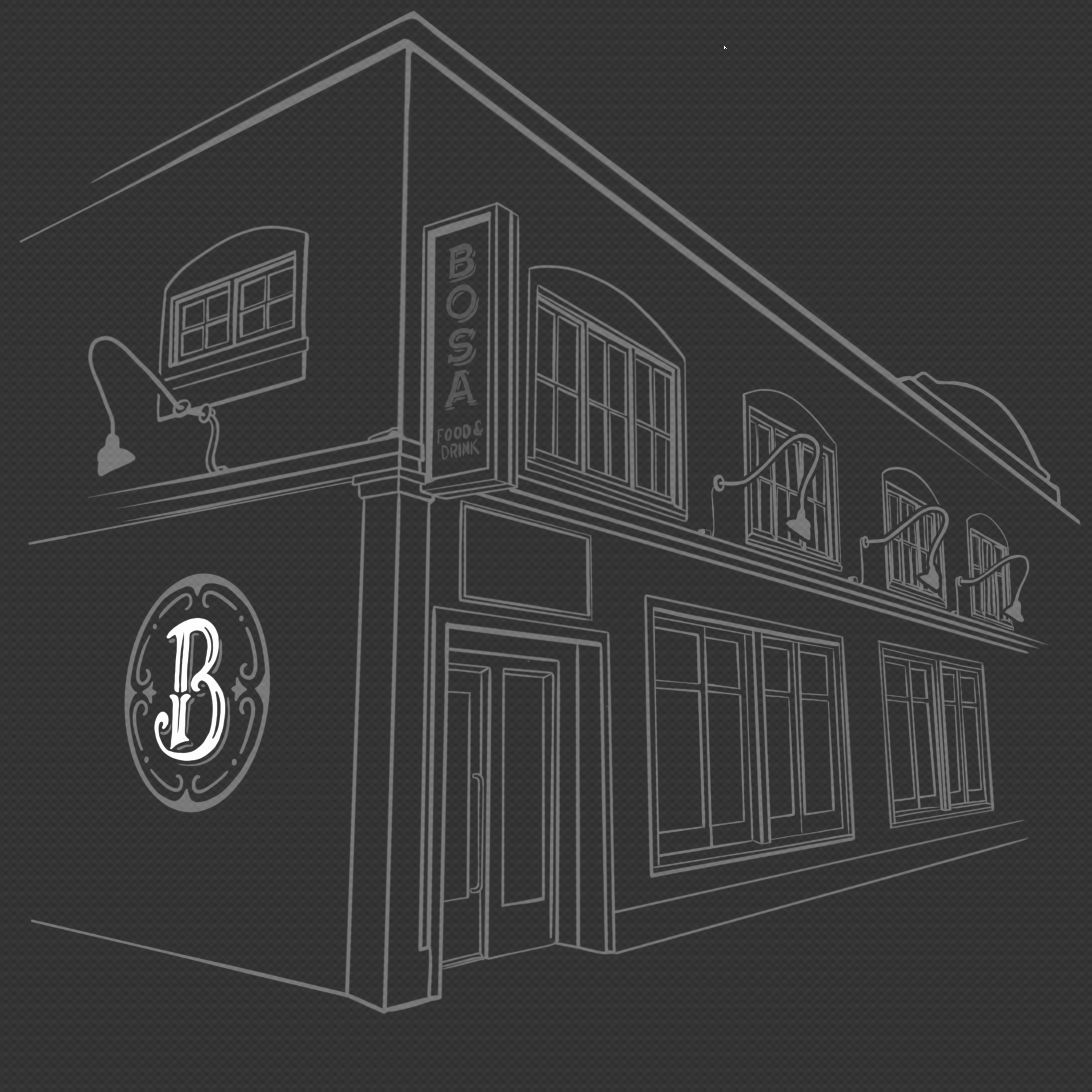 Bosa Building with Flashing Sign