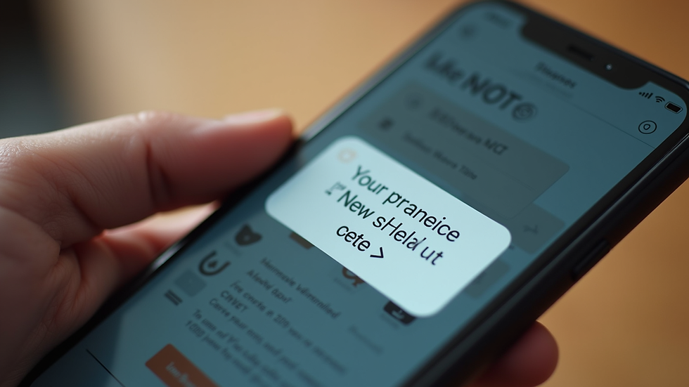 Close-up view of a smartphone displaying a personalized marketing message