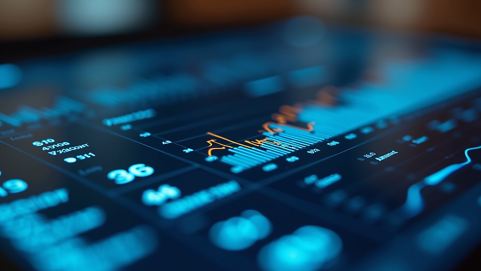 Close-up view of a digital marketing dashboard showing analytics and growth metrics