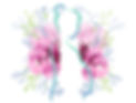 Pink watercolor flowers behind a blue silhouette of a pregnant person