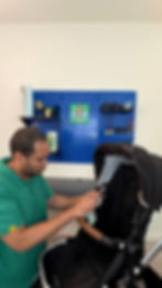 Professional car seat cleaning services for a stroller