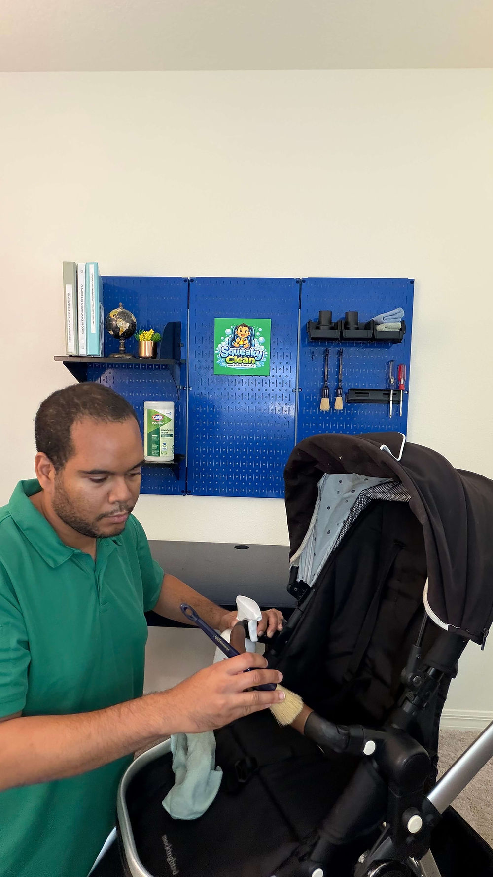 Professional car seat cleaning services for a stroller