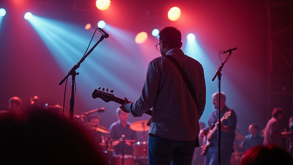 Close-up view of a musician performing live at a Mumbai music festival