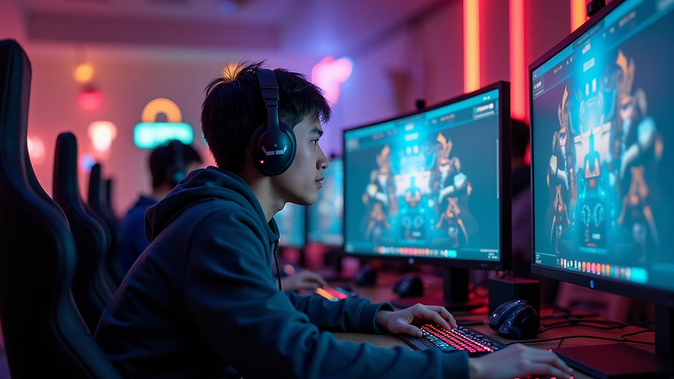 Wide angle view of a vibrant online gaming community