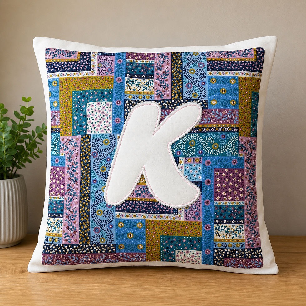 Handmade cushion with a secret pocket, created by More Shabby Than Chic for a custom order.