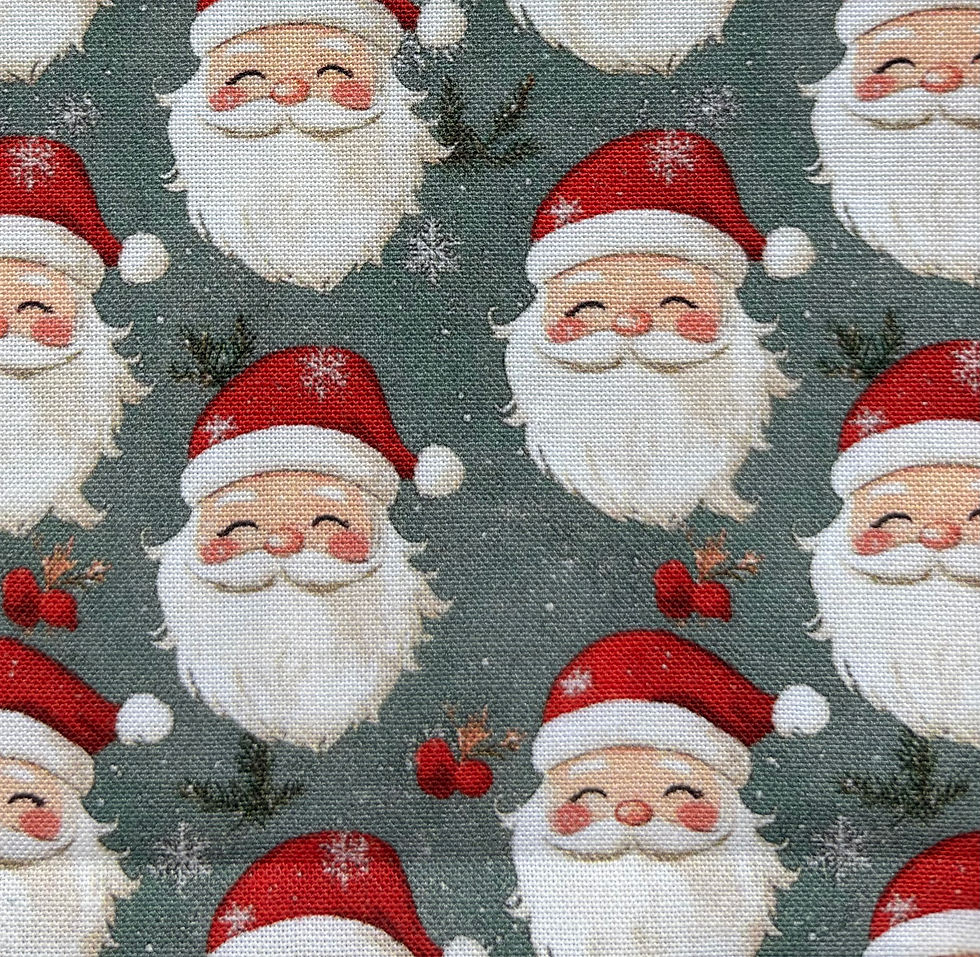 Jolly Santa – big, happy Santa faces on a lovely traditional green background.